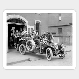 Fire Squad, 1911. Vintage Photo Sticker